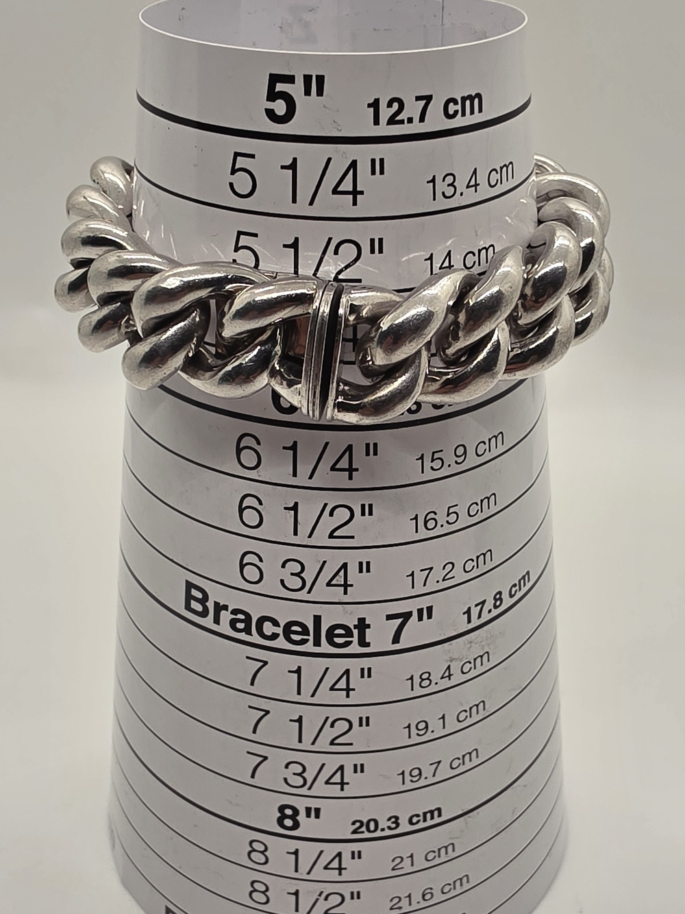 Heavy Curb Link Bracelet in Silver Tone